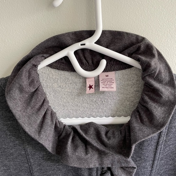 STELLA STARR GREY GRAY FITTED JACKET BUTTONS RUFFLE FLEECE LINED POCKETS - Picture 5 of 10